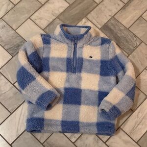 Vineyard vines Blue and White Checkered Fleece Pullover